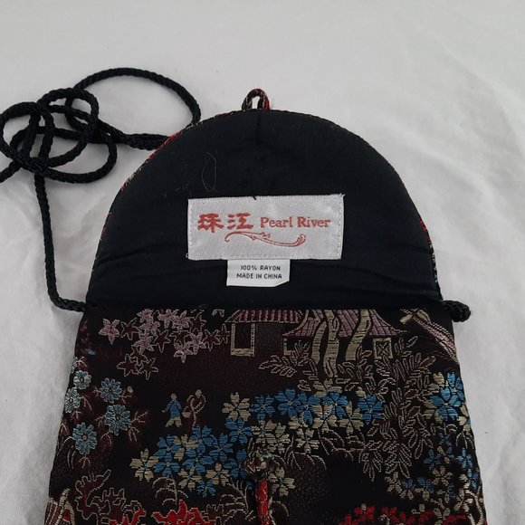 Small Black/Floral Evening Bag/Crossbody Strap - Picture 3 of 6